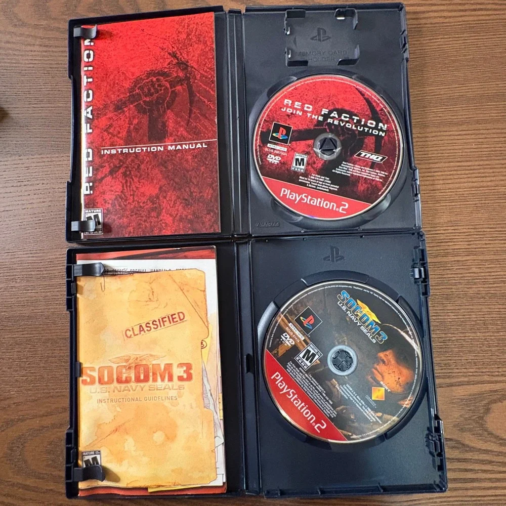 Sony PlayStation 2 Video Game Lot of 6 MGS2 SOCOM Red Faction PS2 Good Bundle